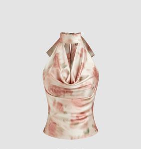Satin Floral Halter Neck Top