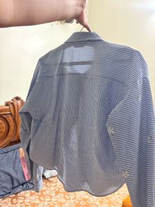 Blue Striped Embroidered Shirt