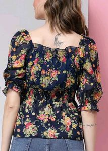 Floral Print Off-Shoulder Top