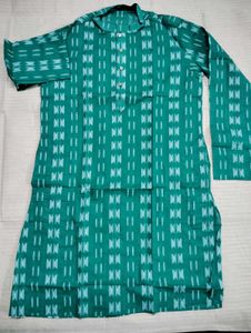 Green Printed Cotton Kurta | Punjabi