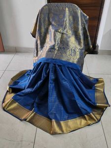 Elegant Blue & Gold Saree