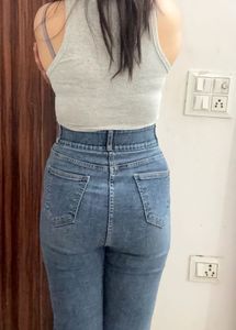High-Waisted Blue Denim Jeans