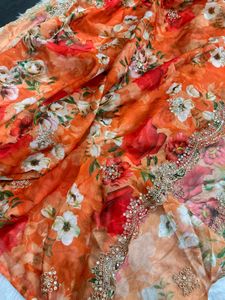 Orange Kurta with duppata only Embroidery
