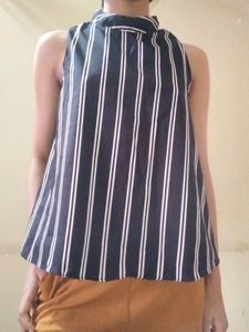 Striped Mock Neck Top