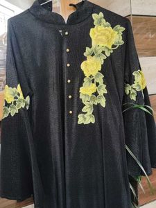 Elegant Black Pleated Stretchable Gown