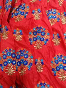 Red Embroidered Lehanga