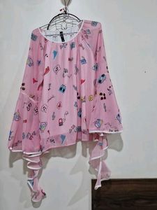 Pink Patterned Long Sleeve Top