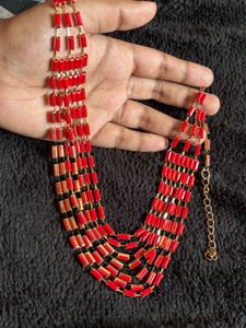 Stunning Red Beaded Necklace Set