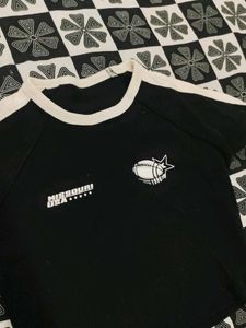 Black &amp; White Cropped T-Shirt