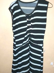 Striped Casual Dress Black & White Like New