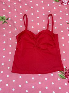 Red Ruched Cami Top