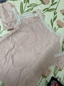 Pink Cold Shoulder Top with Lace Trim
