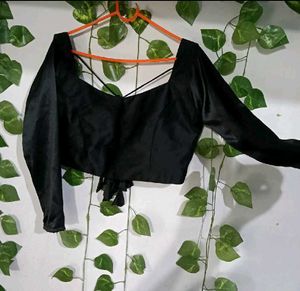 Stylish Black Satin Blouse