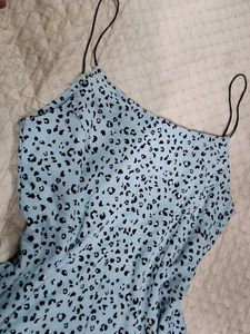 Cute Blue Leopard Print Mini Dress