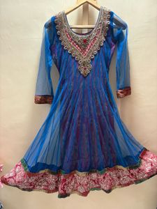 handwork Blue  Anarkali Suit