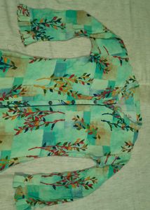 Green Floral Print Kurti