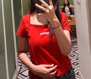 Red Square Neck Casual Top