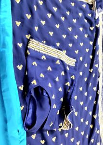 Beautiful Navy Blue Embroidered Saree m