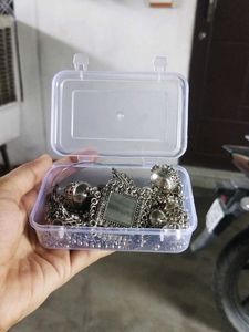 Oxidized Silver Jhumka Earrings