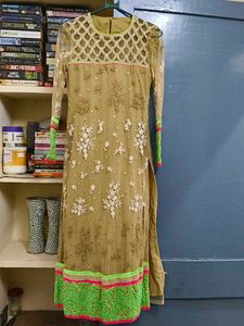 Embroidered Kurta embellished with fake  pearls