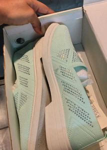 Sparkly Mint Green Slip-On Shoes