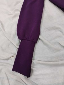 Purple Puff Sleeve Crop Top