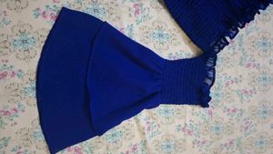 Royal Blue Off-Shoulder Smocked Crop Top 💙