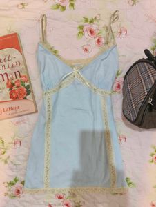 Coquette Baby Blue Lace Trim Cami Slip