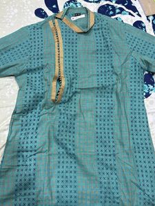 Men's Teal Kurta with Gold Accent(S-M Size)