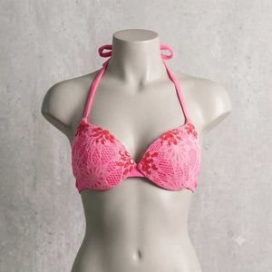 Pink Lace Bikini 🪔32,34.Top with Embellishments