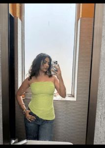 Green Ruched Strapless Tube Top from SAVANA