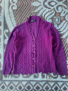 brinjal color Knit Cardigan sweater
