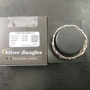 Sterling Pure Silver CZ  Rhodium Bangles 1 Pair