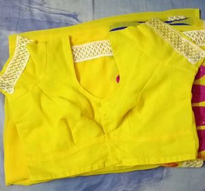 yellow colour designer saree FREE DELIVERY