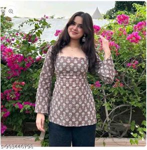 Stylish Brown Printed Kurta-S