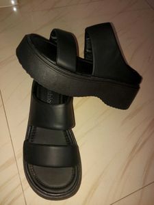 Black Platform Slide Sandals