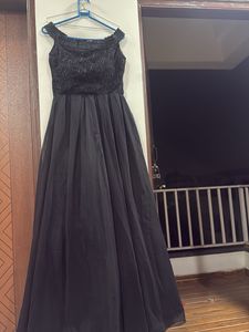 black elegant off-shoulder gown