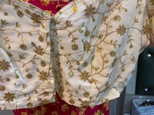 Elegant White &amp; Gold Embroidered Skirt