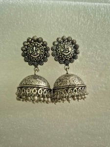 Oxidised Silver Jhumka Earrings