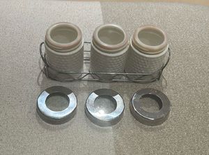 Ceramic &amp; Metal Spice Jars - Set of 3