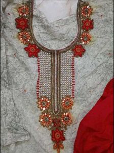 Embellished Kurta Set with Red Palazzo