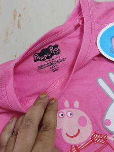 5-6 year Peppa Pig Girls Pink T-Shirt and Blue Pan