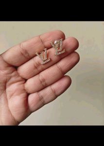 Sparkling 'LV' Logo Stud Earrings