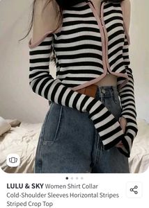 Striped Cold Shoulder Crop Top