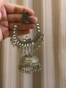 Bohemian Jhumka Earrings with Mirror