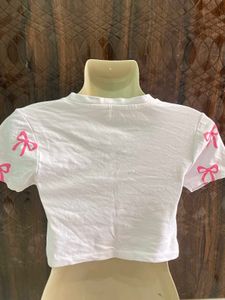 Cute Bow Print Crop Top