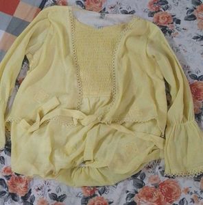 Yellow Embroidered Kurta