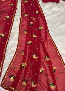 red saree with blouse
