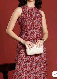 Stylish Floral Print Sleeveless Kurta