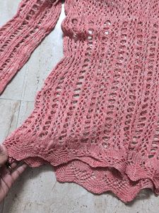 Pink Crochet Knit Top